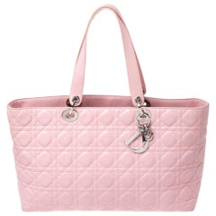 Dior Pink Cannage Quilted Leather Tote Bag