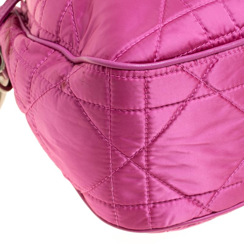Women's Dior Pink Cannage Quilted Nylon Drawstring Bucket Bag