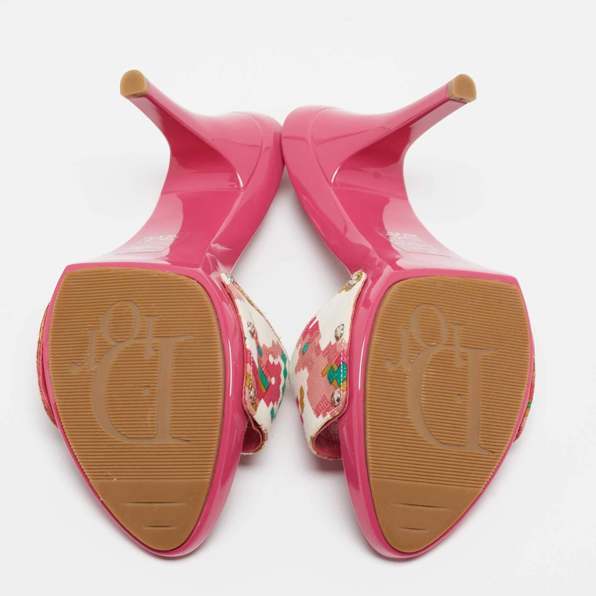 Dior Pink Canvas D logo Slide Sandals Size 38.5 3