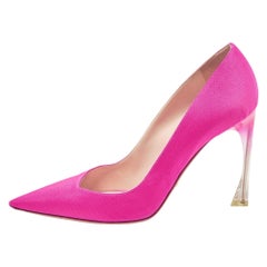Dior Pink Canvas Pointed Toe Pumps Size 39.5