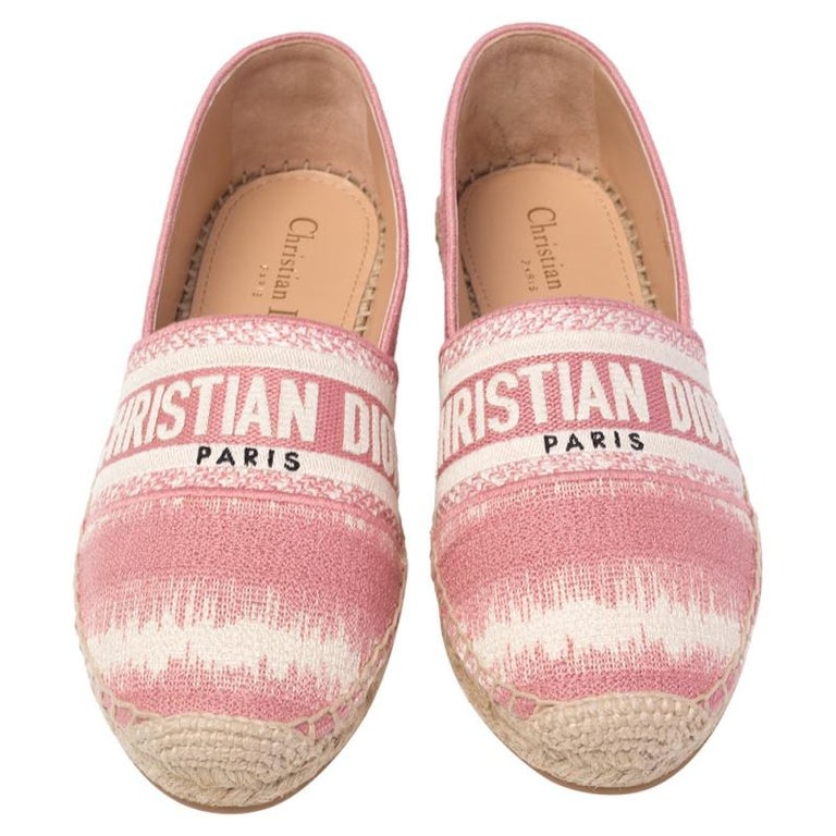 Dior Pink Cotton Fabric Granville D Stripes Espadrille Flats Size 36 at  1stDibs
