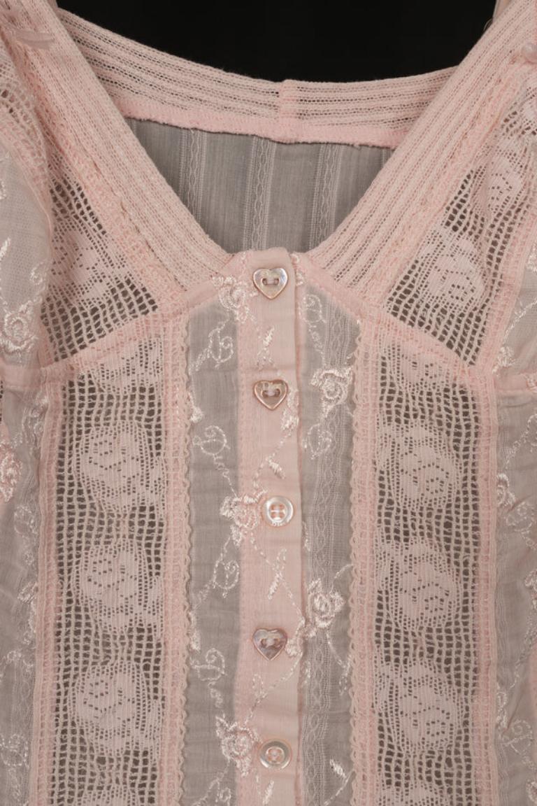 Beige Dior Pink Cotton Veil Babydoll Dress