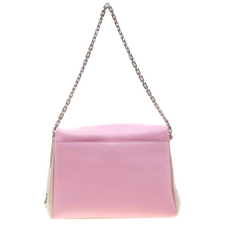 Beige Dior Pink/Cream Leather Diorling Shoulder Bag