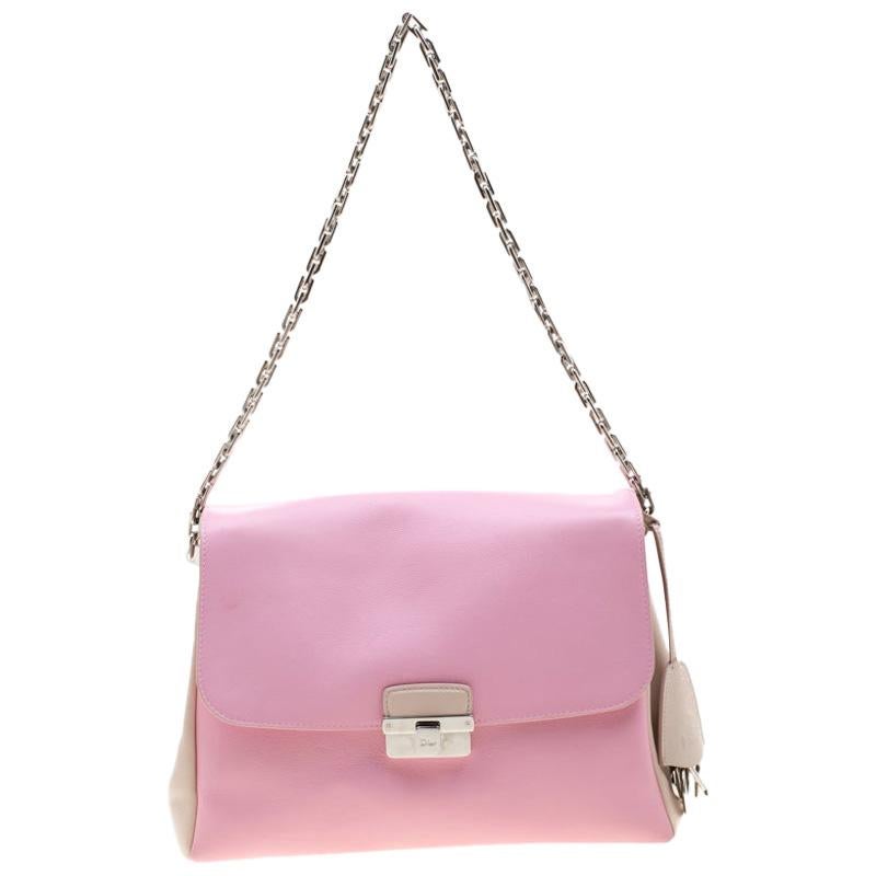 Dior Pink/Cream Leather Diorling Shoulder Bag