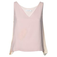 Dior Pink & Cream Silk Crepe Overlay Draped Sleeveless Top M