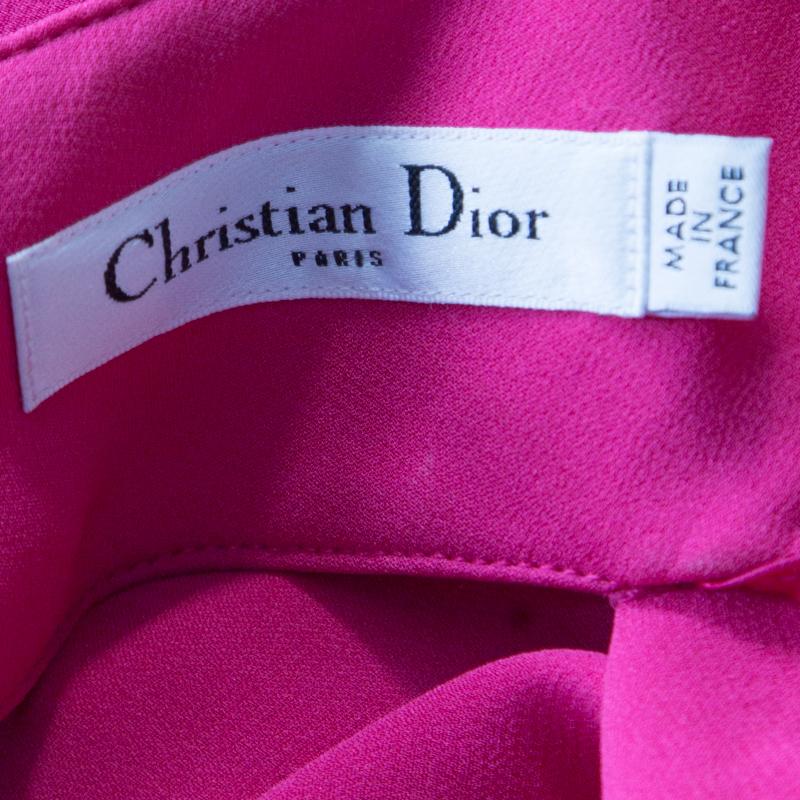 Dior Pink Crepe Neck Tie Draped Back Detail Sleeveless Jumpsuit M 1