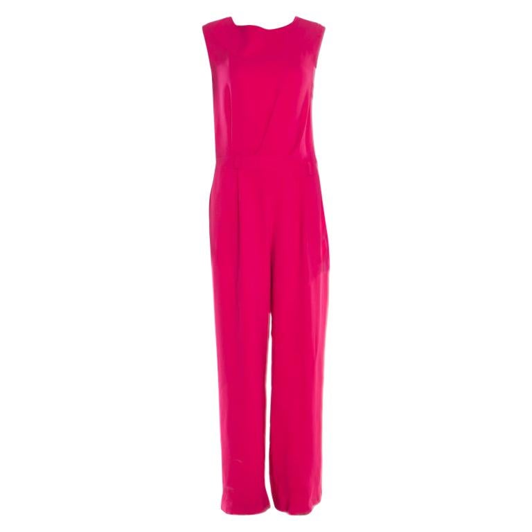 Dior Pink Crepe Neck Tie Draped Back Detail Sleeveless Jumpsuit M For ...
