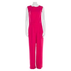 Dior Pink Crepe Neck Tie Draped Back Detail Sleeveless Jumpsuit M