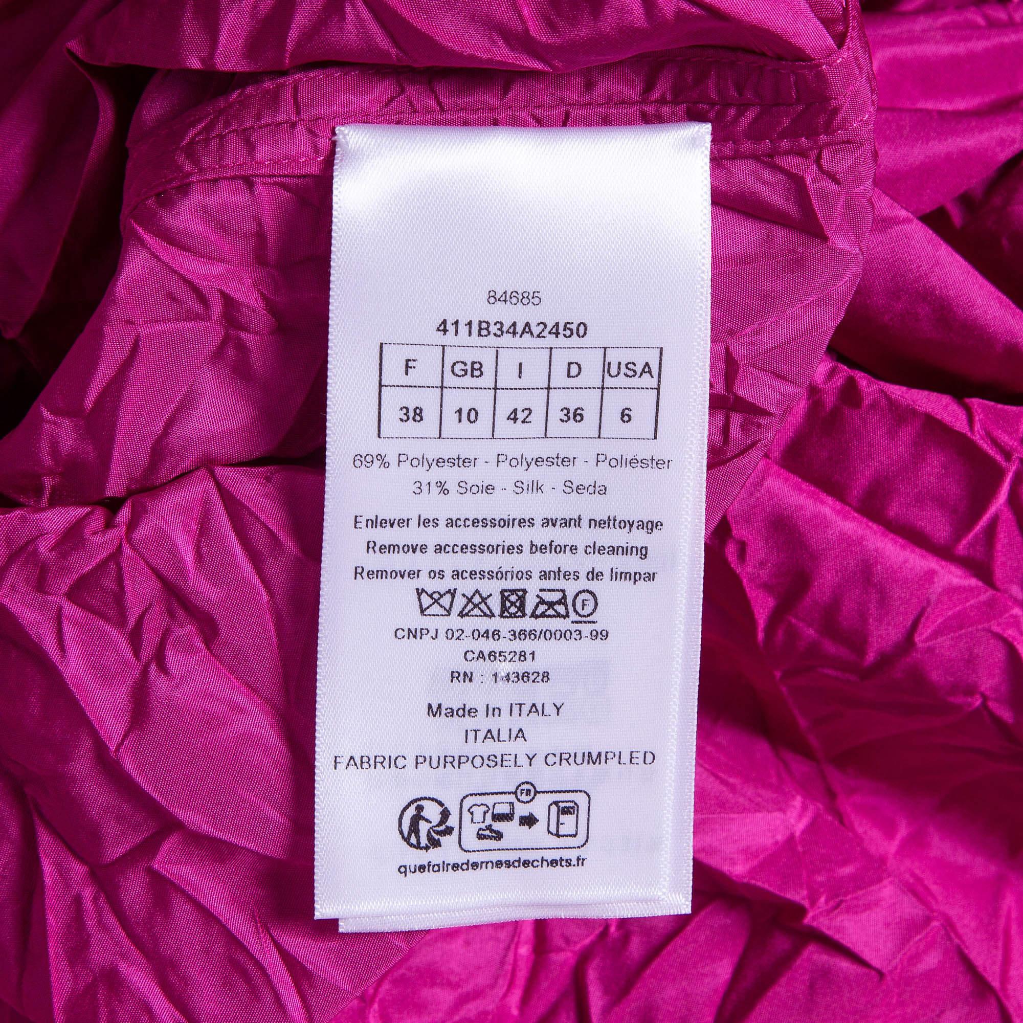 Dior Rosa Oversized Bluse aus geknittertem Taft in Übergröße M im Angebot 2