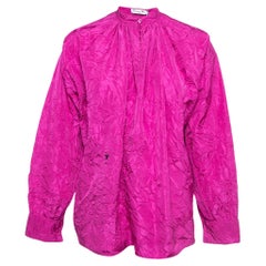 Dior Pink Crinkle Taffeta High-Low Oversized Blouse M