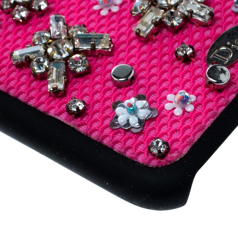 Women's Dior Pink Crystal and Fabric Stardust Embellished IPhone 6 Case