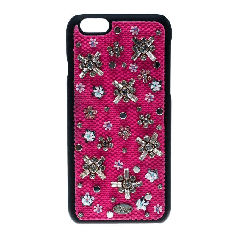 Dior Pink Crystal and Fabric Stardust Embellished IPhone 6 Case