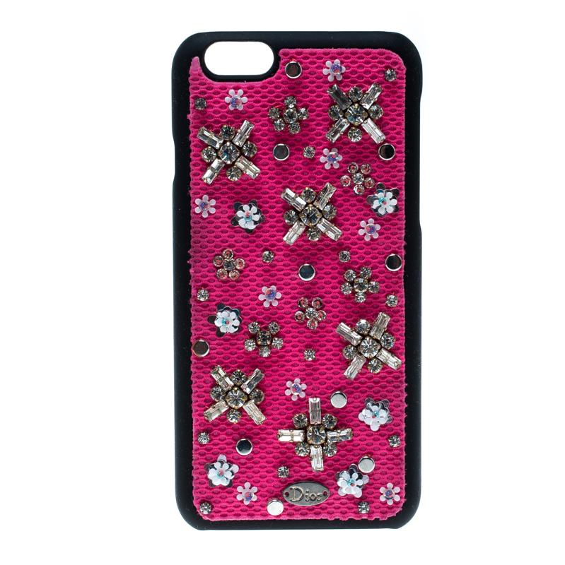 Dior Pink Crystal and Fabric Stardust Embellished IPhone 6 Case