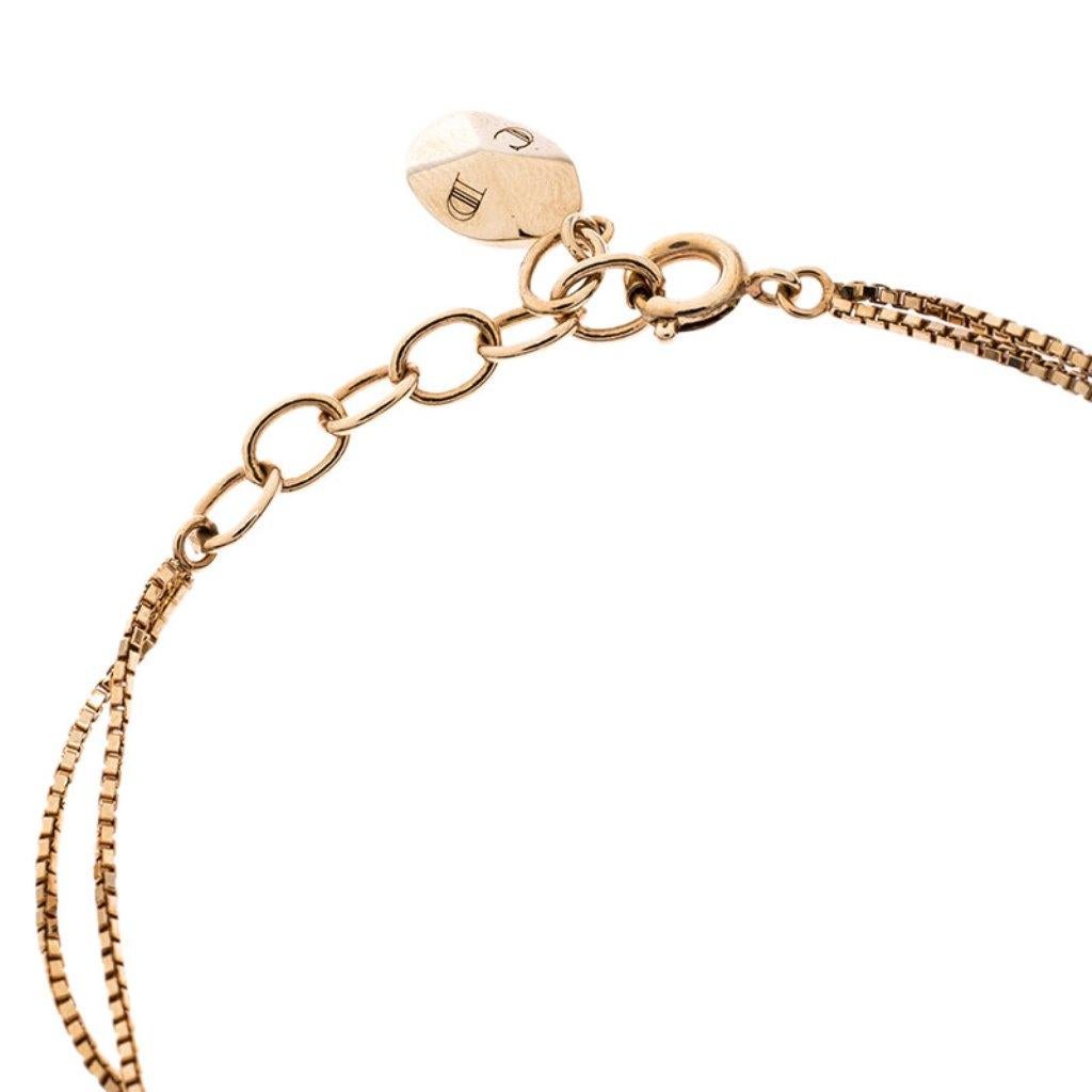 Women's Dior Pink Crystal Tiered Gold Tone Bracelet