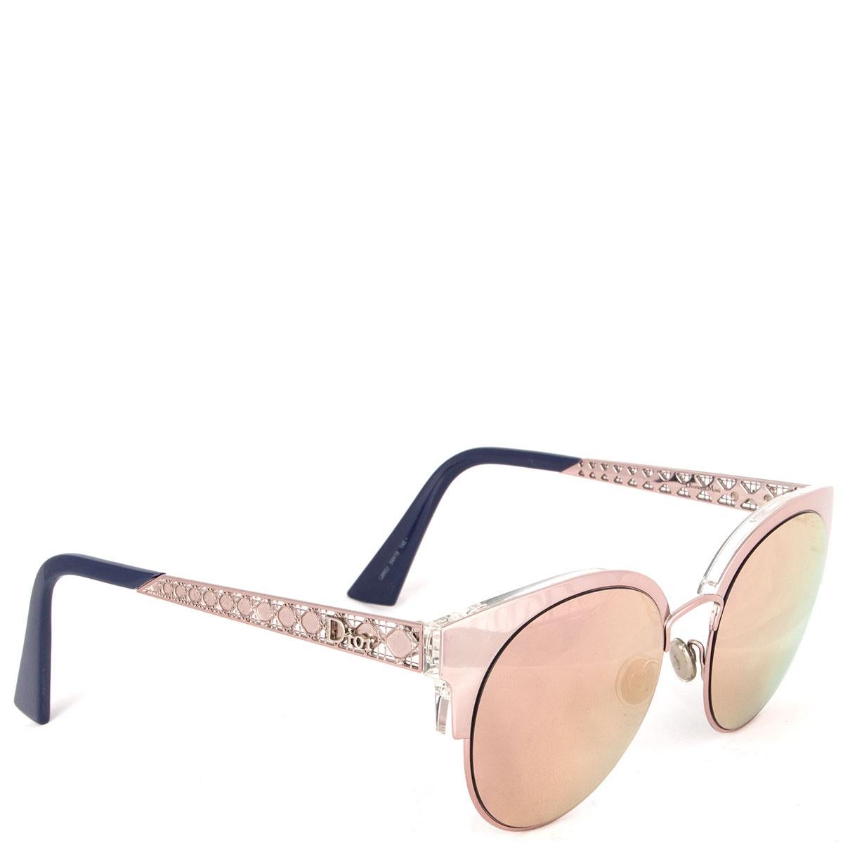 100% authentic Christian Dior Diorama Mini sunglasses with rose-silver metal frame and rosey mirrored lenses. Have been worn and are in excellent condition. Come with case. 

Width	14cm (5.5in)
Height	5cm (2in)

All our listings include only the