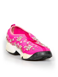 Dior Pink Embellished Fusion Technical Trainers Size IT 37
