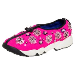 Christian Dior Rosa Stoff Fusion verschönert Low Top Turnschuhe Größe 38