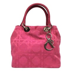Retro Dior Pink Fabric Top Handle Bag