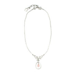 Dior Pink Faceted Stone Pendant Drop Crystal Embellished Necklace
