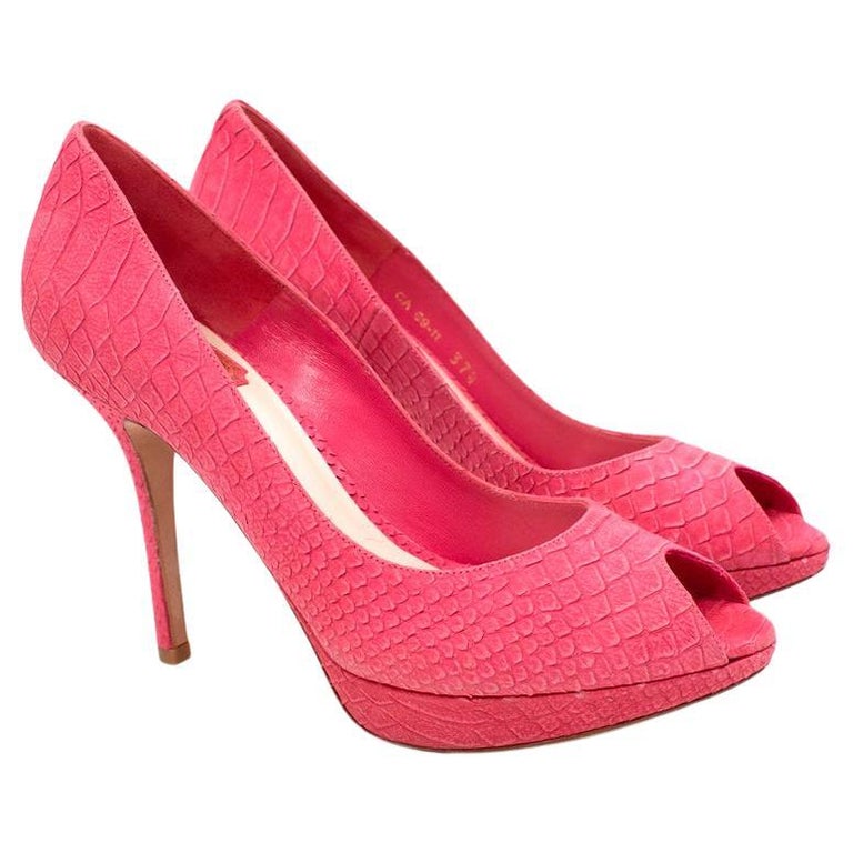 Dior Pink Faux Python Peep Toe Platform pumps For Sale at 1stDibs | dior  peep toe pumps, pink dior heels