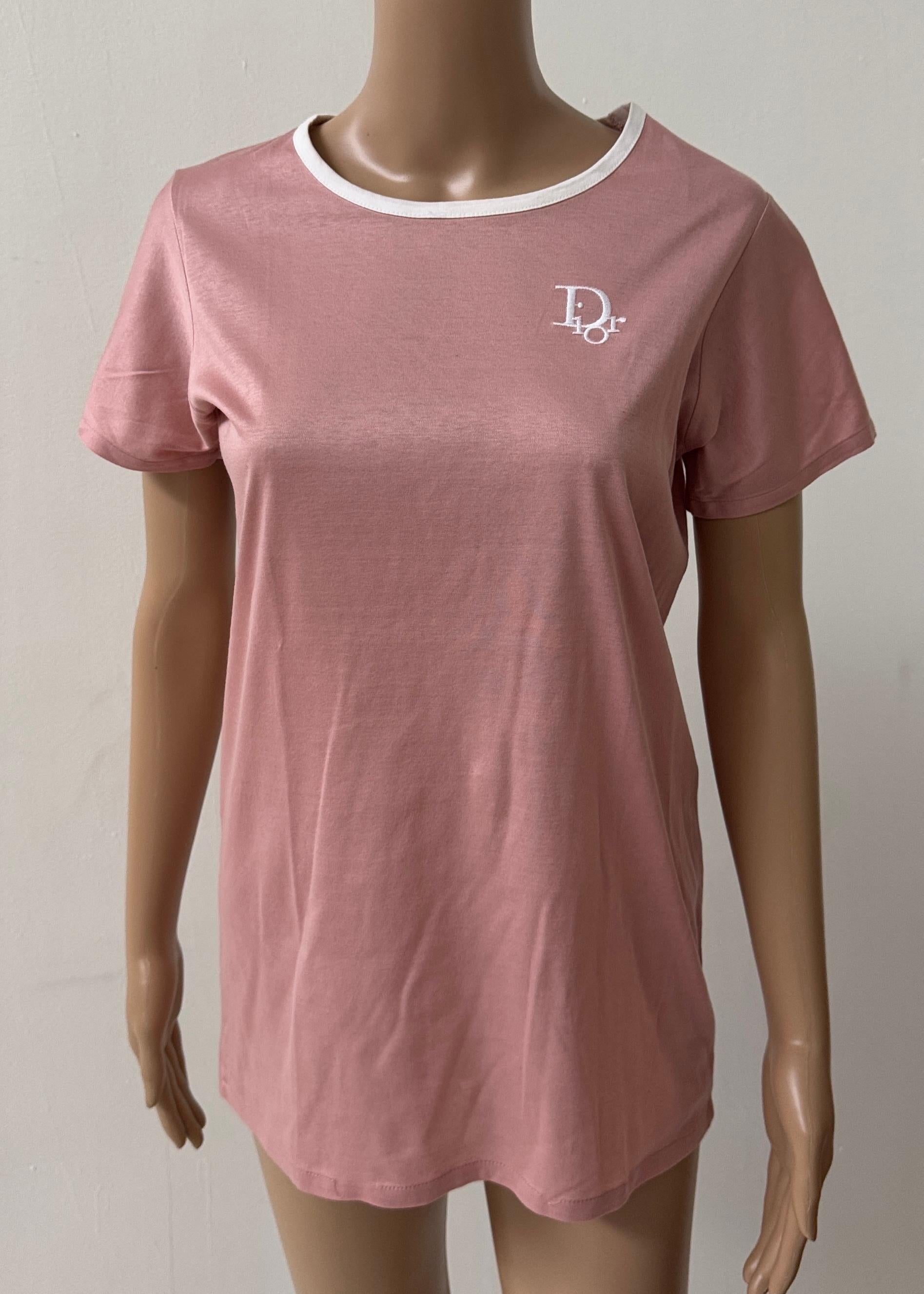 Dior Pink Fitted Logo T-Shirt – Early 2000s In condizioni buone in vendita a Milano, IT