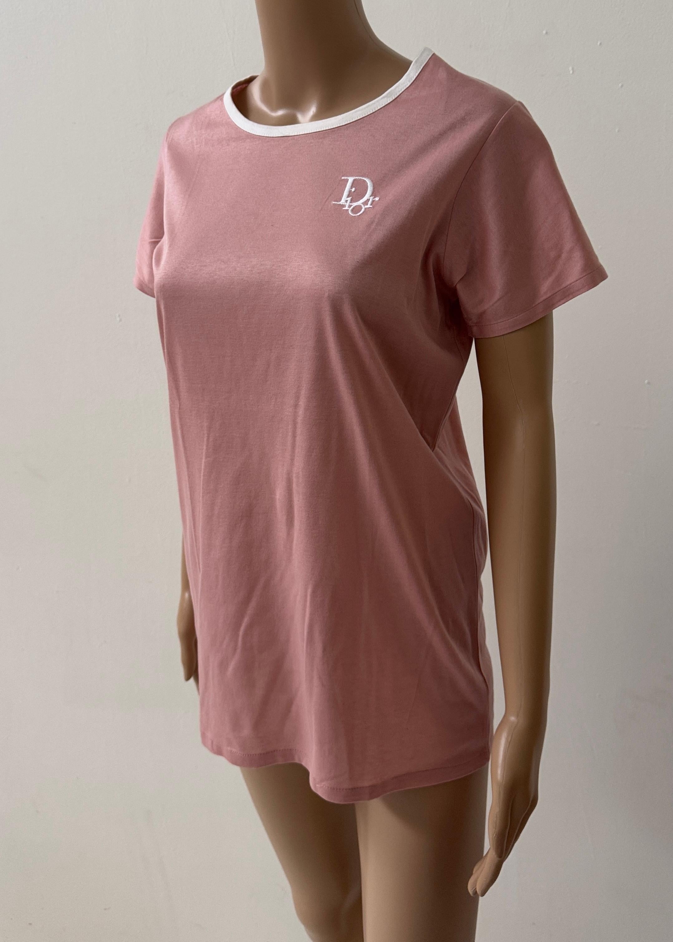 da uomo o donna Dior Pink Fitted Logo T-Shirt – Early 2000s in vendita