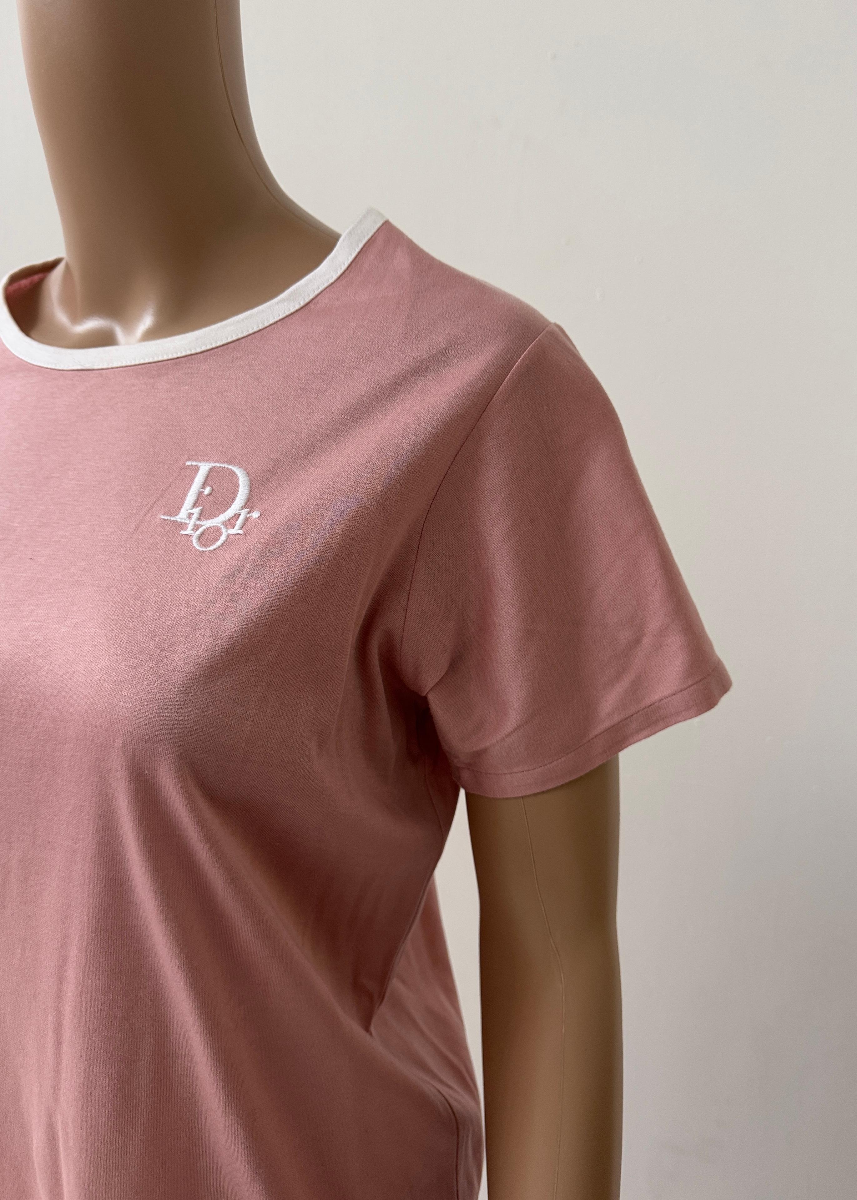 Dior Pink Fitted Logo T-Shirt – Early 2000s in vendita 1