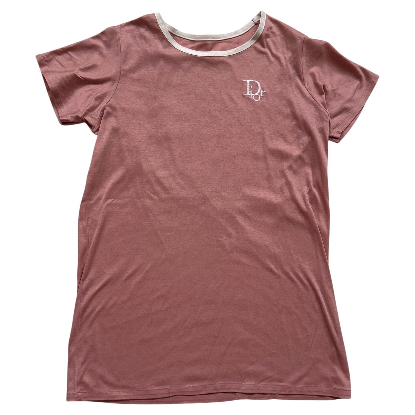 Dior Pink Fitted Logo T-Shirt – Early 2000s in vendita