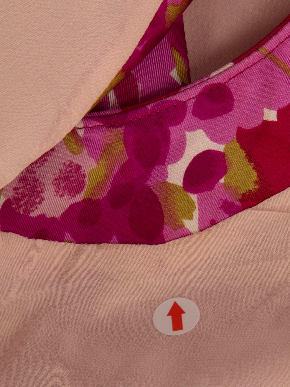 Dior Pink Floral Pattern Midi Silk Dress Size L For Sale 6