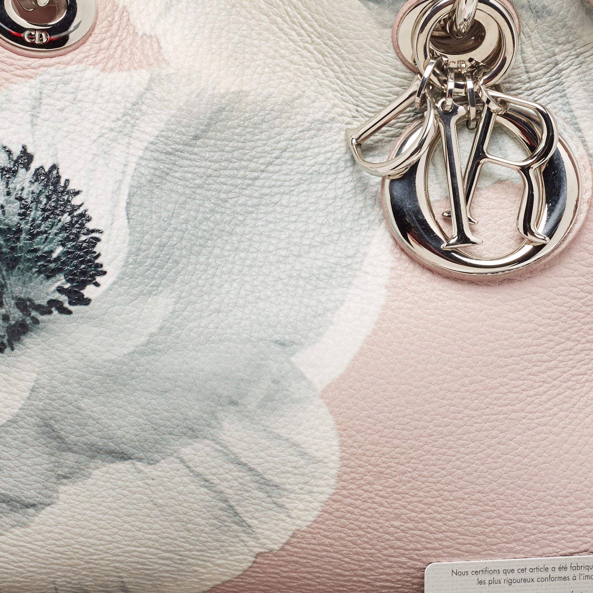 Dior Diorissimo - Fourre-tout moyen en cuir imprimé floral rose 2