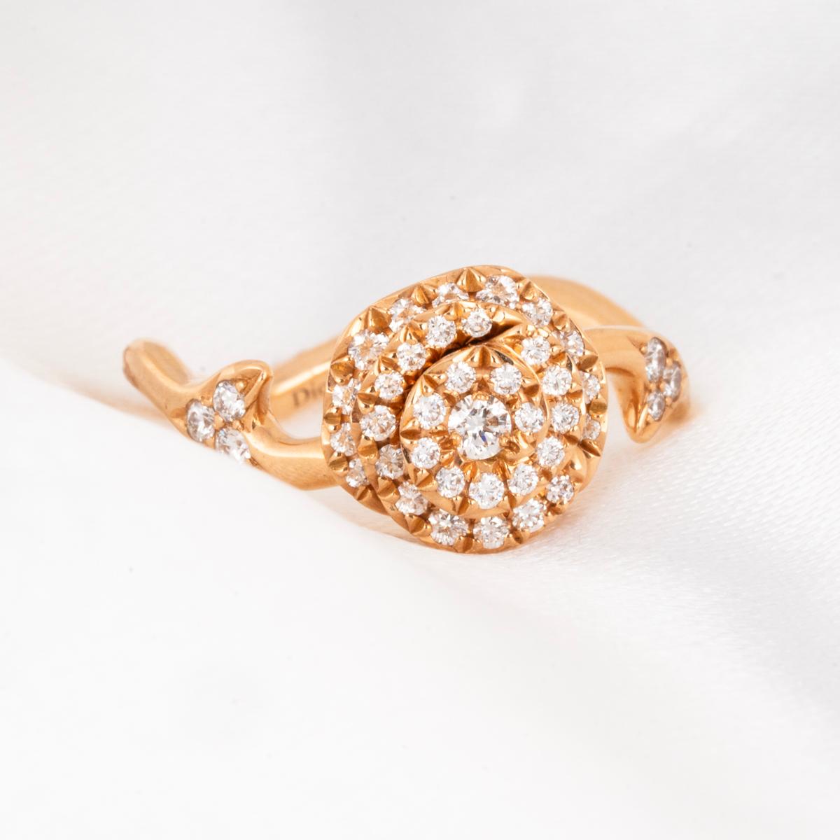 Round Cut Dior Pink Gold Small Rose Dior Couture Diamond Ring Size 49 0.30ct JRCO95009 For Sale