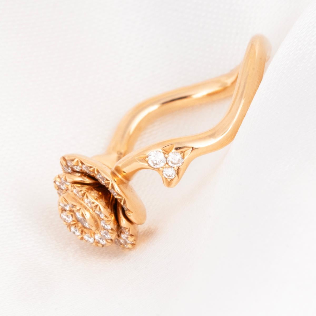 Dior Pink Gold Small Rose Dior Couture Diamond Ring Size 49 0.30ct JRCO95009 In Excellent Condition For Sale In London, GB