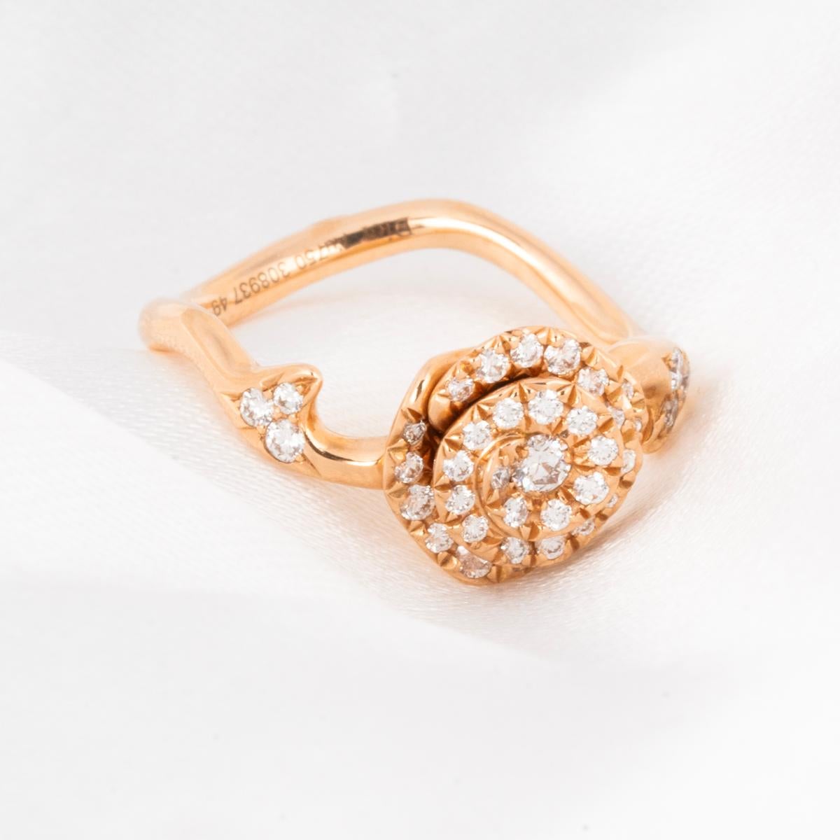 Women's or Men's Dior Pink Gold Small Rose Dior Couture Diamond Ring Size 49 0.30ct JRCO95009 For Sale