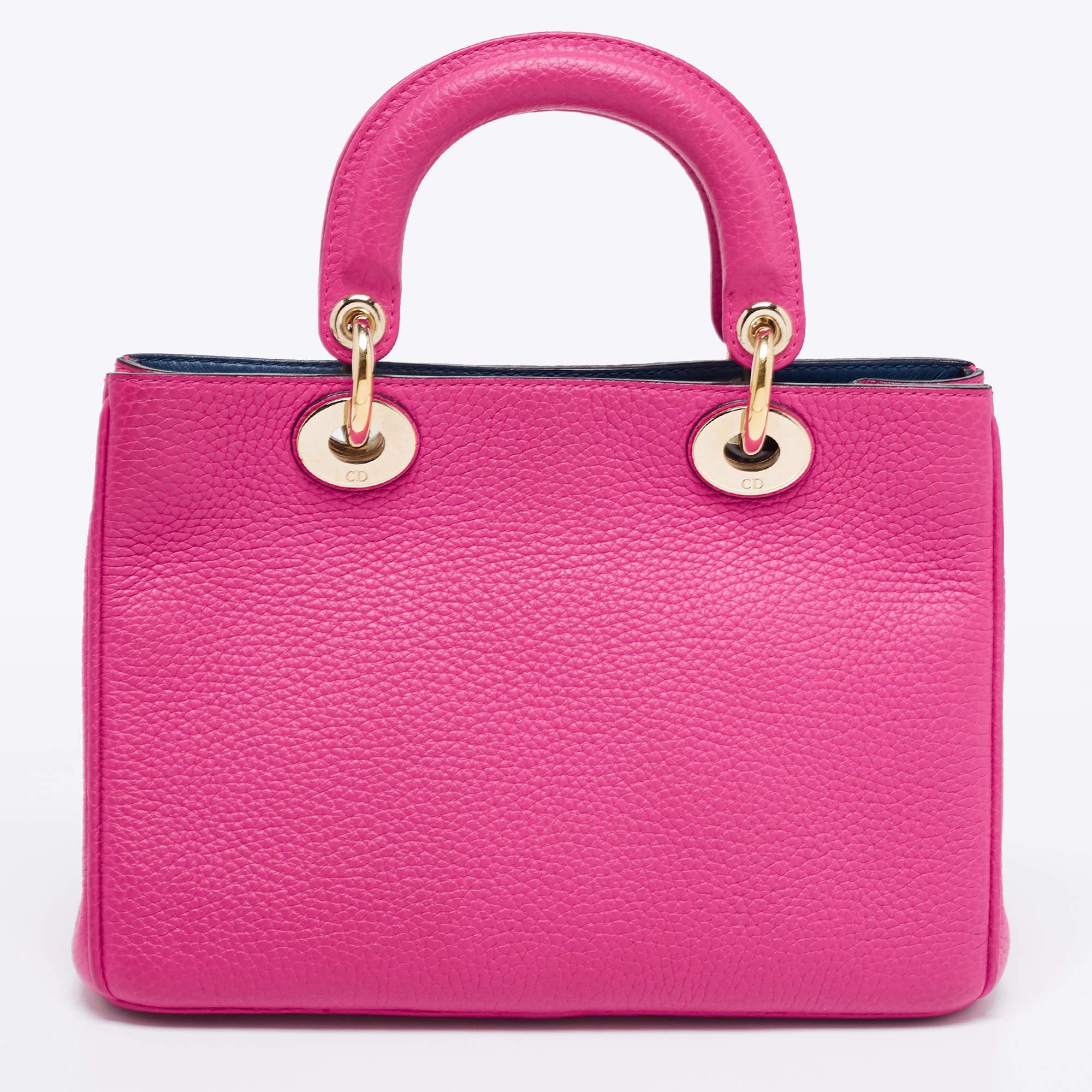 Dior Pink Grained Leather Mini Diorissimo Tote 2