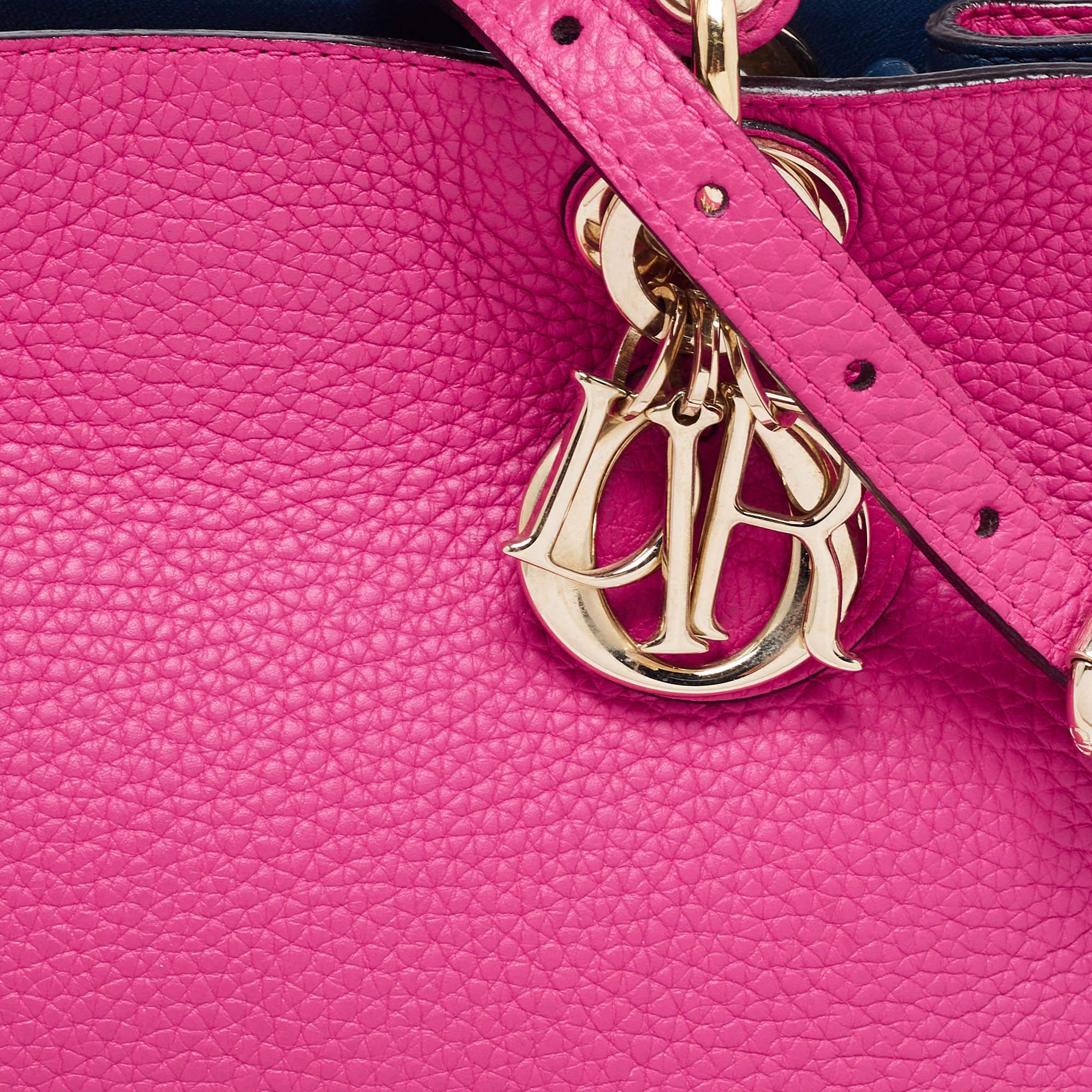 Dior Pink Grained Leather Mini Diorissimo Tote 3