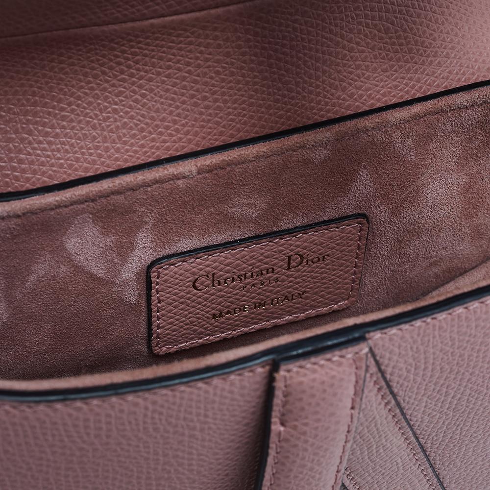 Dior Pink Grained Leather Saddle Bag 2