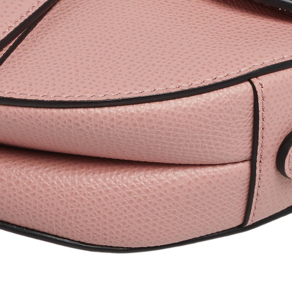 Women's Dior Pink Grained Leather Saddle Bag
