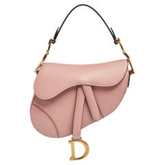 Used Dior Pink Grained Leather Saddle Bag