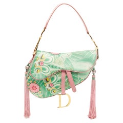 Dior Vintage Floral and Fish Purple Satin Saddle Bag (2003) at 1stDibs