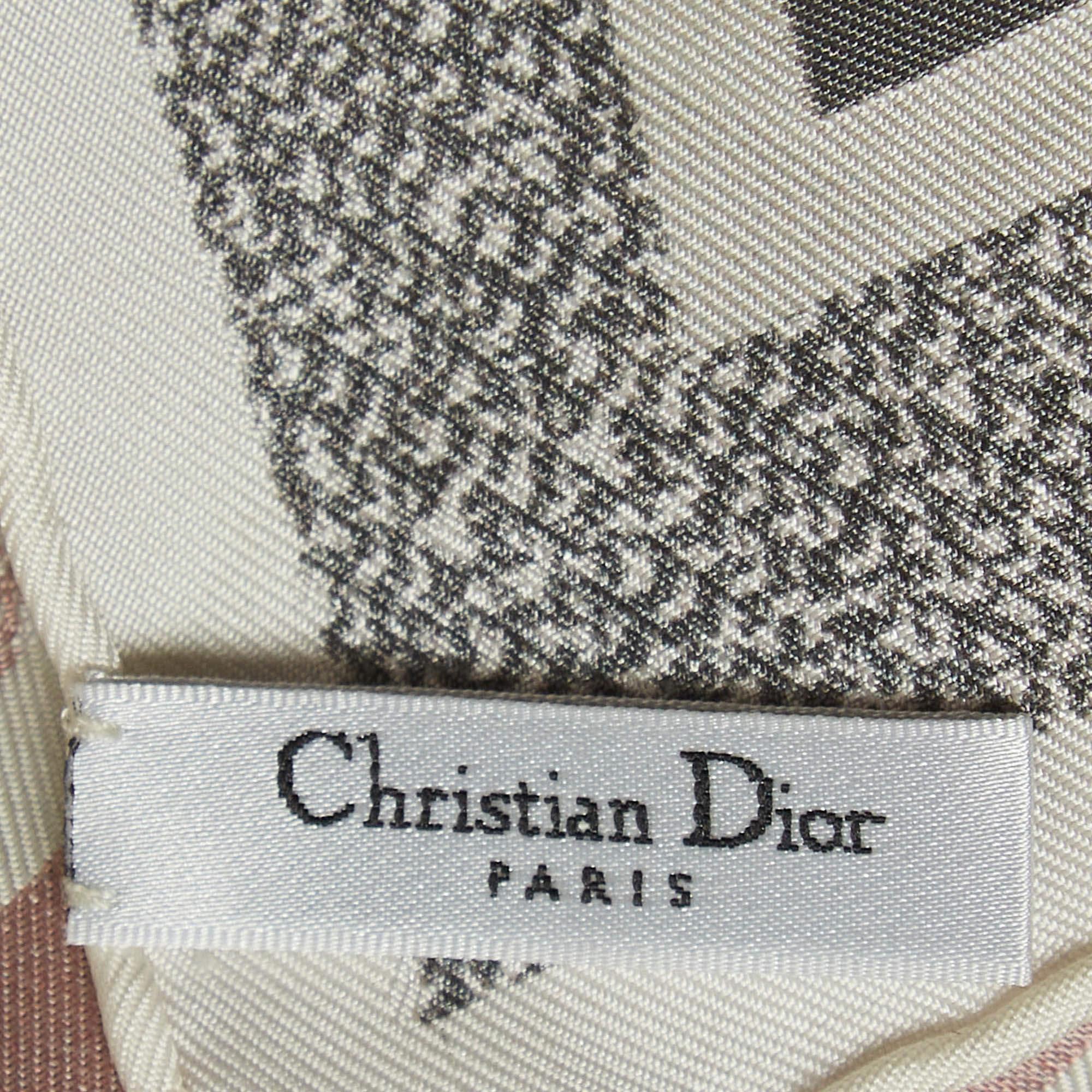 Women's or Men's Dior Pink/Grey Oblique Diortwin Silk Square Scarf