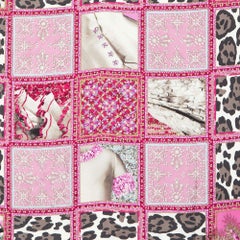 Écharpe Dior rose imprimée de bijoux et d'animaux
