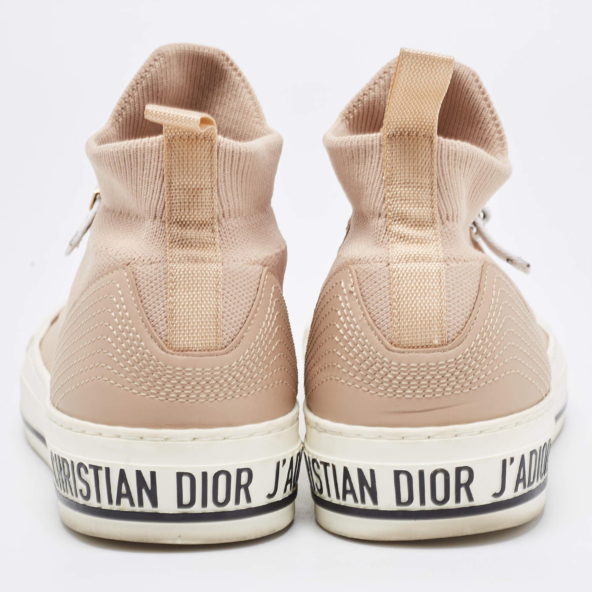 Dior Pink Knit Fabric Walk'n'Dior High Top Sneakers Size 37 1