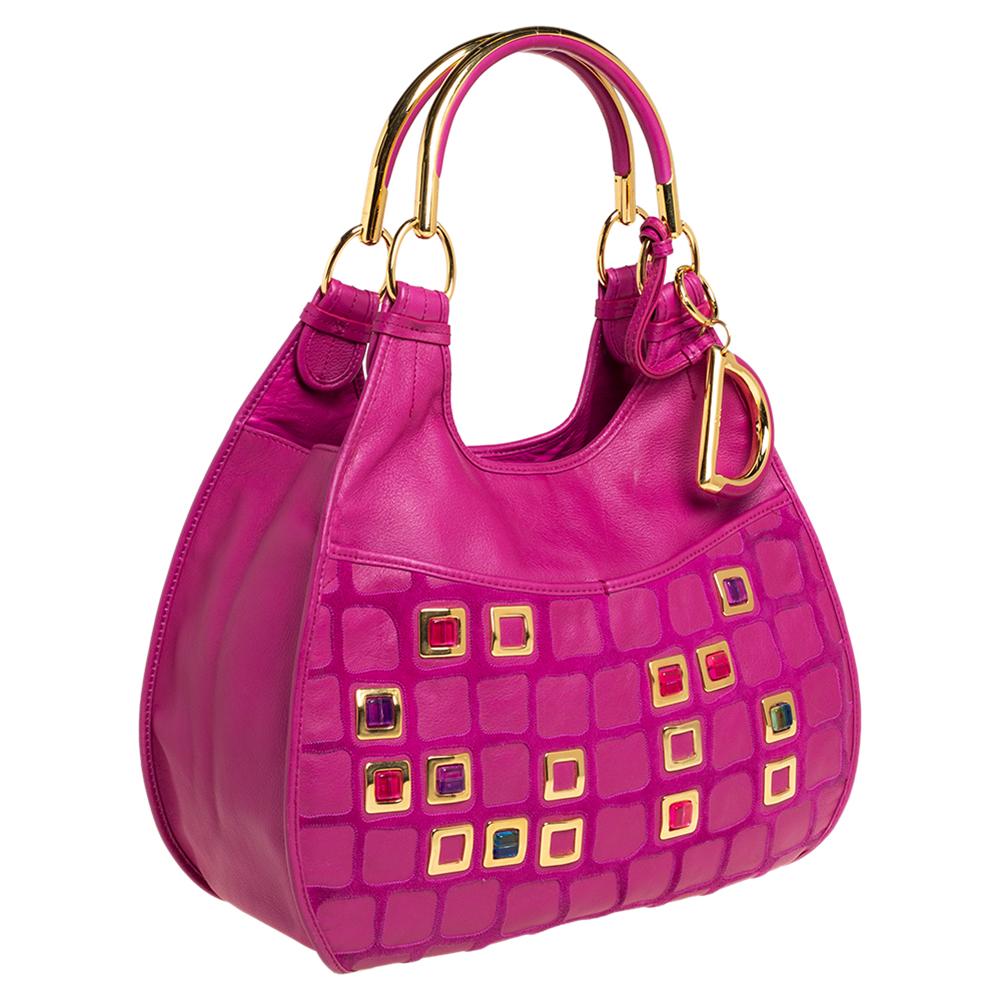 Dior Rosa Leder 61 Bejeweled Hobo (Pink)
