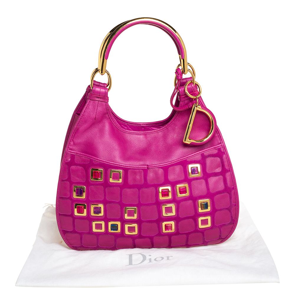 Dior Rosa Leder 61 Bejeweled Hobo 4