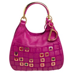 Dior Pink Leather 61 Bejeweled Hobo