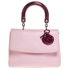 Dior Pink Leather and Patent Leather Small Be Dior Flap Bag