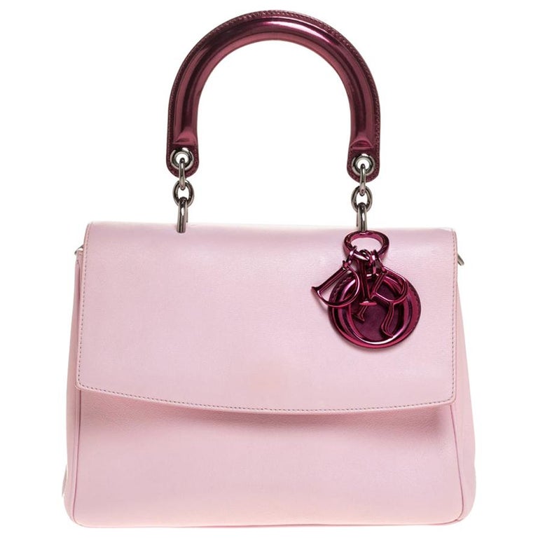 Dior Pink Leather and Patent Leather Small Be Dior Flap Bag at 1stDibs