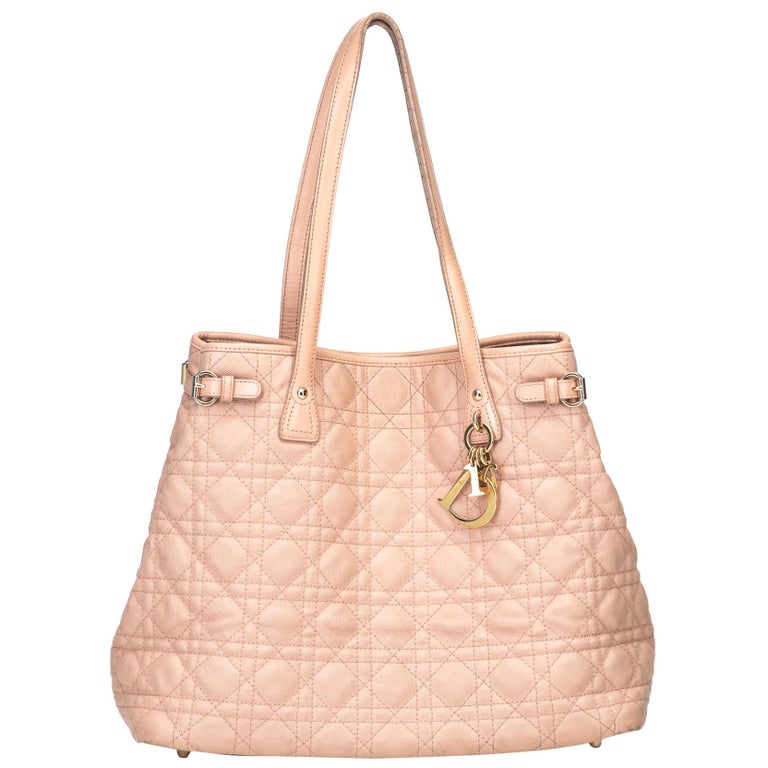 Dior Pink Leather Cannage Panarea Tote Italy w/ Dust Bag For Sale at ...