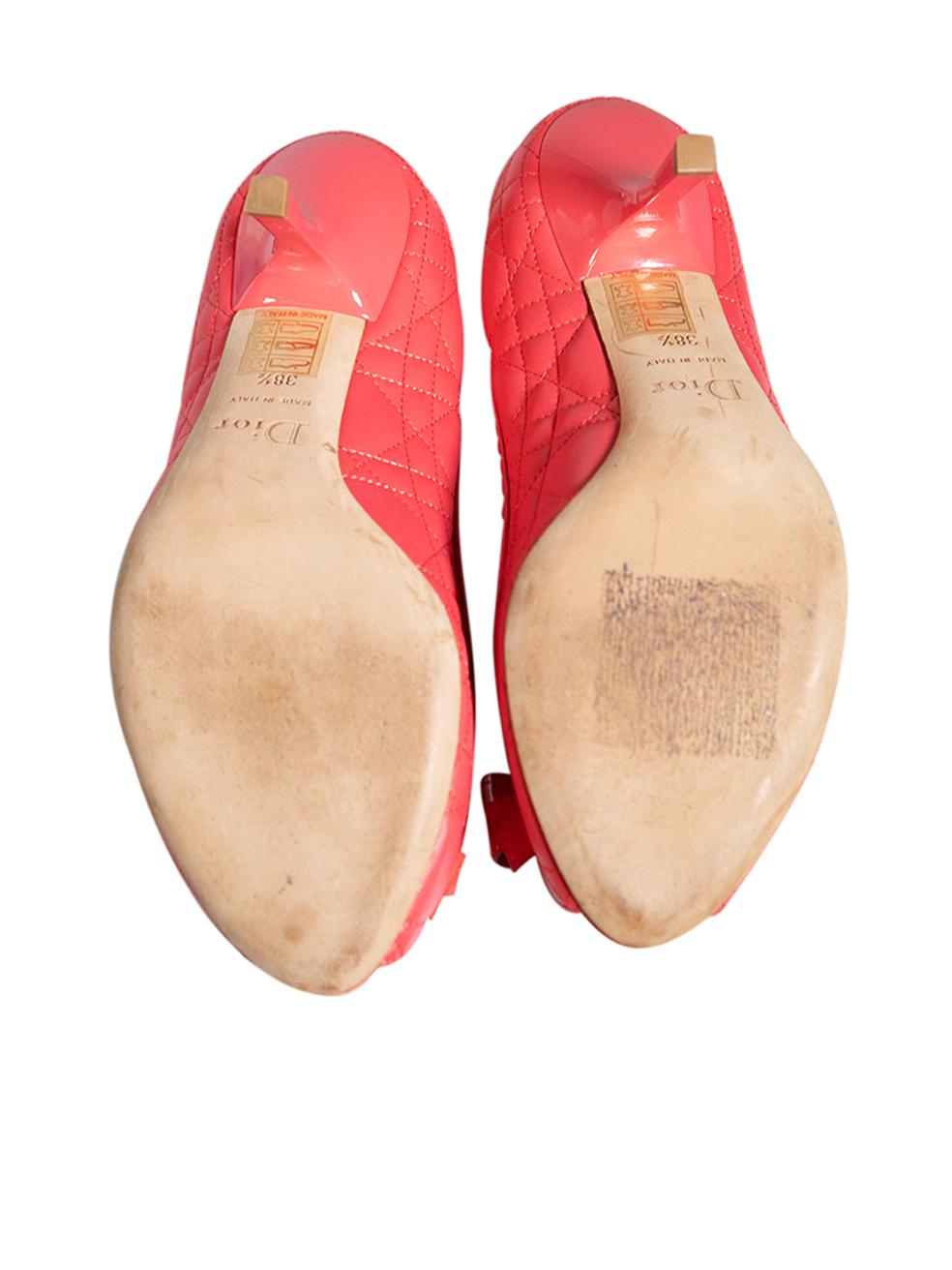 Dior Rosa Cannage gesteppte Peep Toe Heels aus Leder Größe IT 38,5 Damen im Angebot