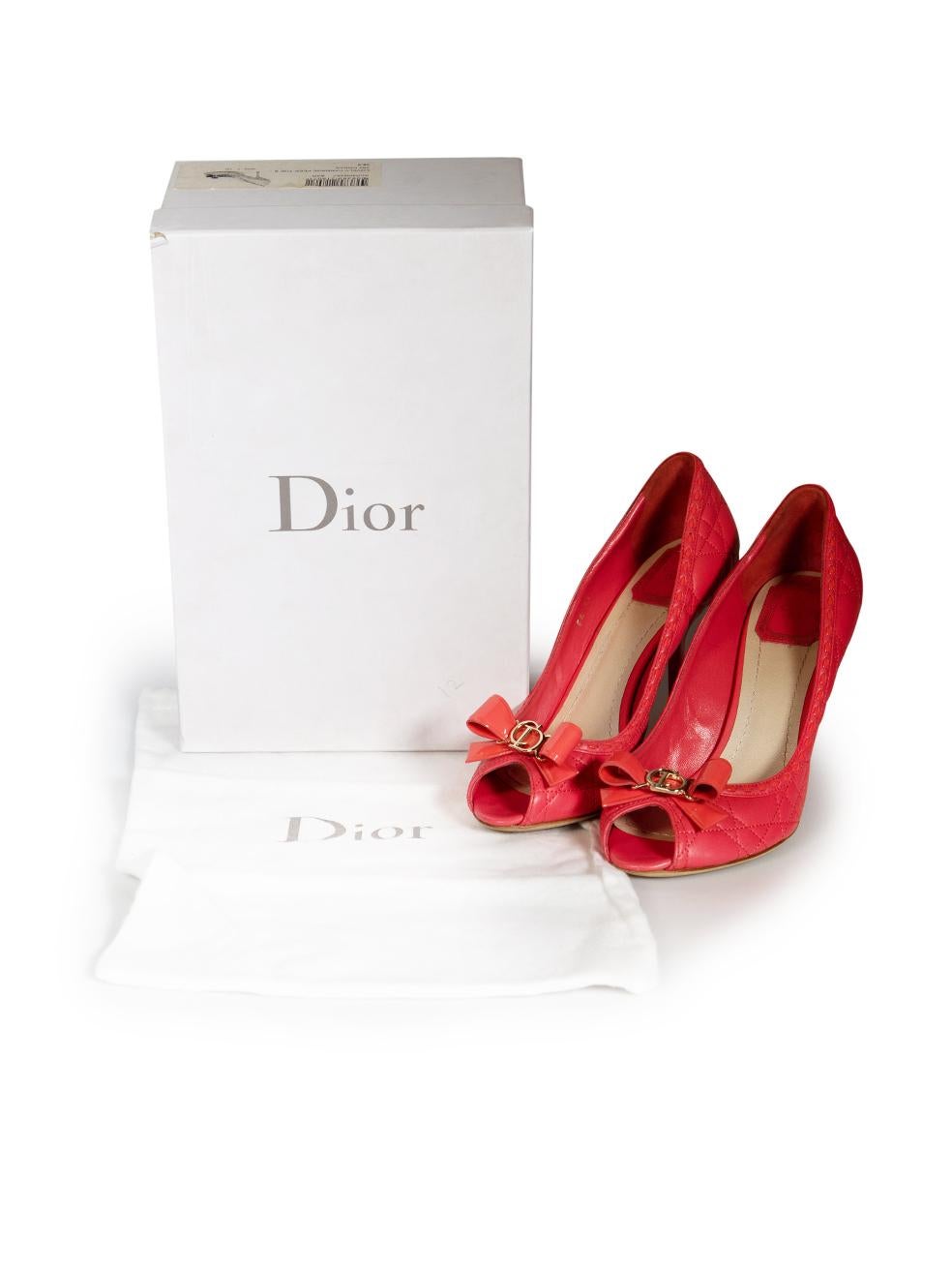 Dior Pink Leather Cannage Quilted Peep Toe Heels Size IT 38.5 For Sale 3
